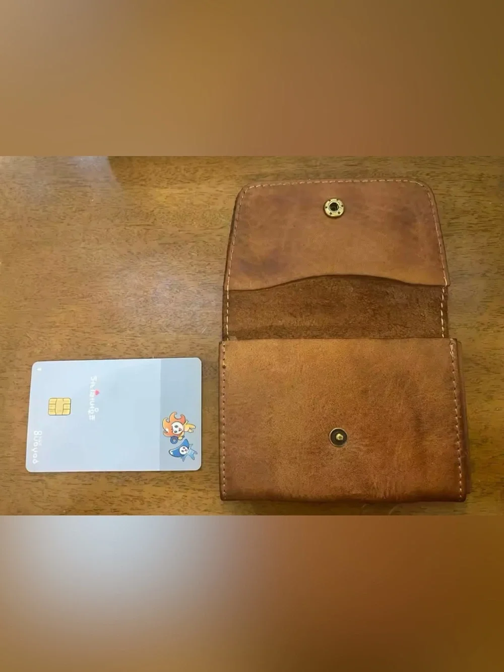 Genuine Leather Snap Wallet in Cognac Brown Good Quality Vintage Brand New!